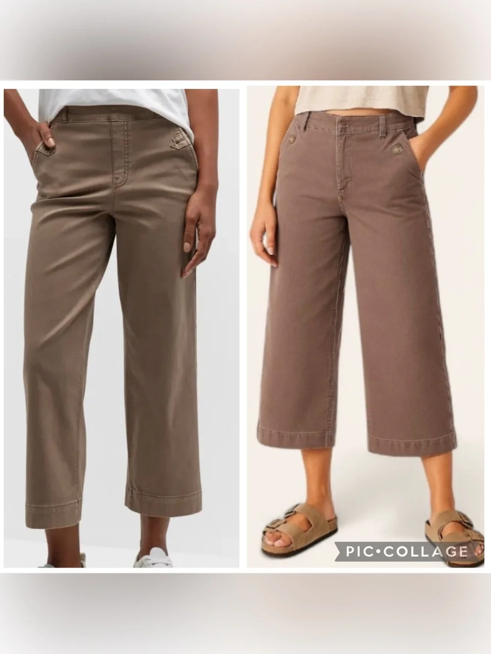 SPANX Women’s Brown Stretch Twill Cropped Wide Leg Pants Hidden Support Size LP
